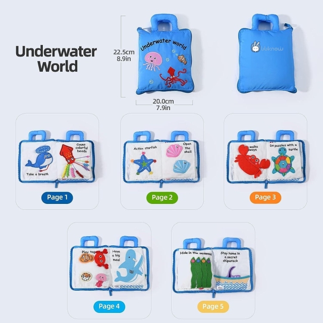 Learn the sea, cloth book, quite book, baby soft book