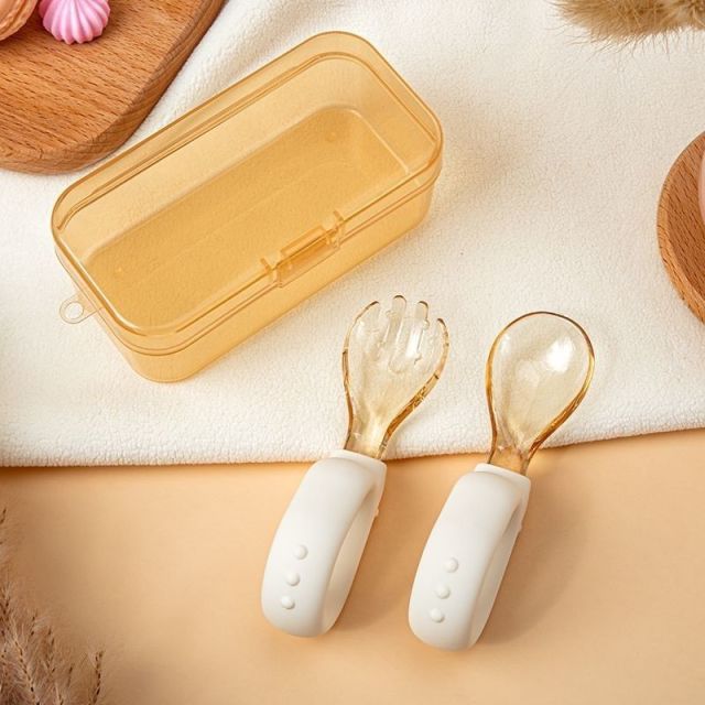 New ring handle for easy grip fork and spoon set for baby