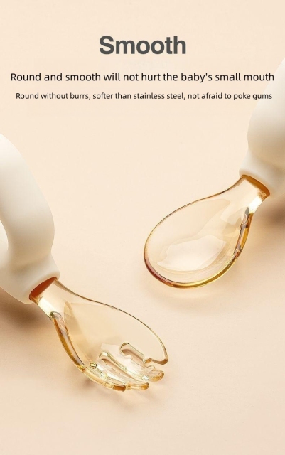 New ring handle for easy grip fork and spoon set for baby