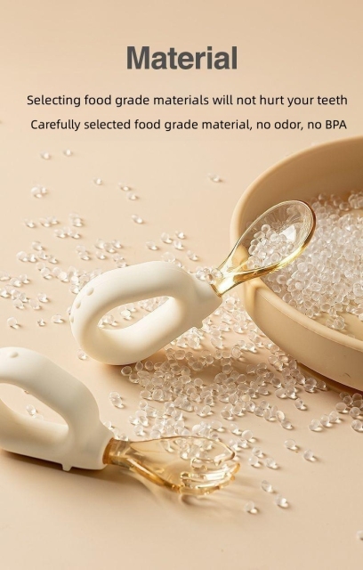 New ring handle for easy grip fork and spoon set for baby