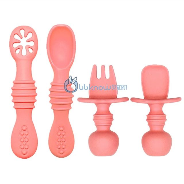 Baby First Stage Independent Feeding Utensils Toddler Training Soft Tipped Pre Spoon Set BPA free Silicone Baby Spoons