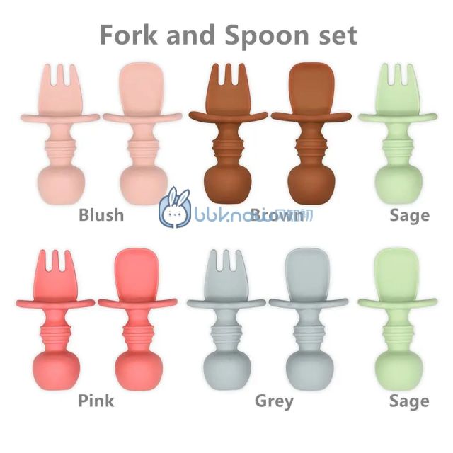 Baby First Stage Independent Feeding Utensils Toddler Training Soft Tipped Pre Spoon Set BPA free Silicone Baby Spoons