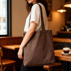 Coffee-colored canvas casual bag