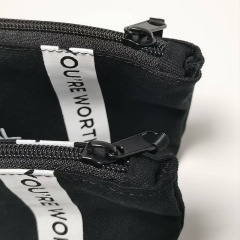 Black canvas makeup bag with zipper