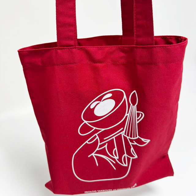 Red cotton fabric shopping bag