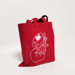 Red cotton fabric shopping bag