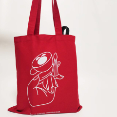 Red cotton fabric shopping bag