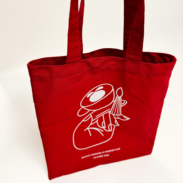 Red cotton fabric shopping bag