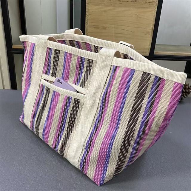 Fashionable Multicolor Shoulder Bag, Large Capacity Grass Woven Tote for Women's Daily Use