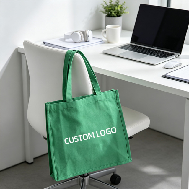 Green cotton shopping bag
