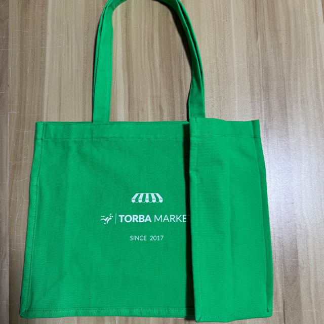 Green cotton shopping bag