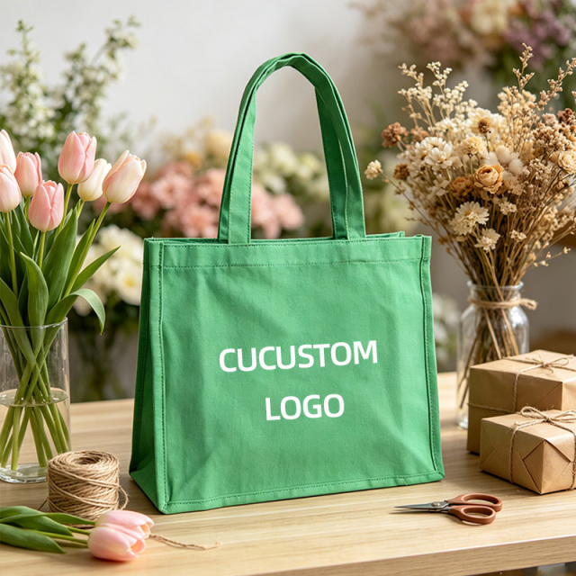 Green cotton shopping bag