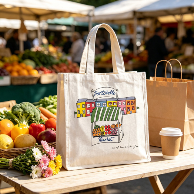 Soft and smoothly draping cotton shopping bag.