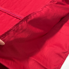 Red cotton dress bag with window and pocket