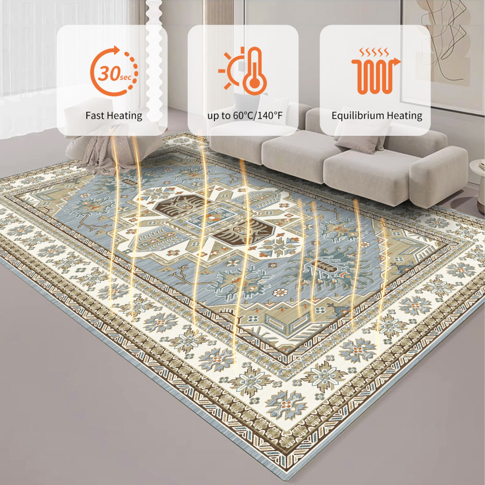 NujorWarm Graphene Electric Heated Carpet,Heater Warmer Area Rug Floor Heating Mat with Timer Living Room Bedroom Dining Room WY 120V 1700W 160 * 230cm 5.2 * 7.5Ft