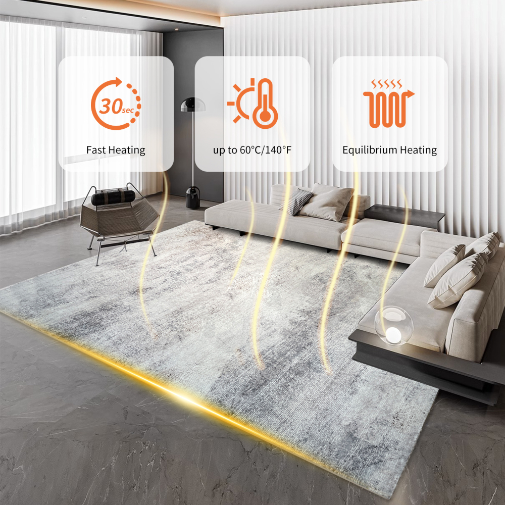 NujorWarm Graphene Electric Heated Carpet,Heater Warmer Area Rug Floor Heating Mat with Timer Living Room Bedroom Dining Room My 120V 1700W 160 * 230cm 5.2 * 7.5Ft