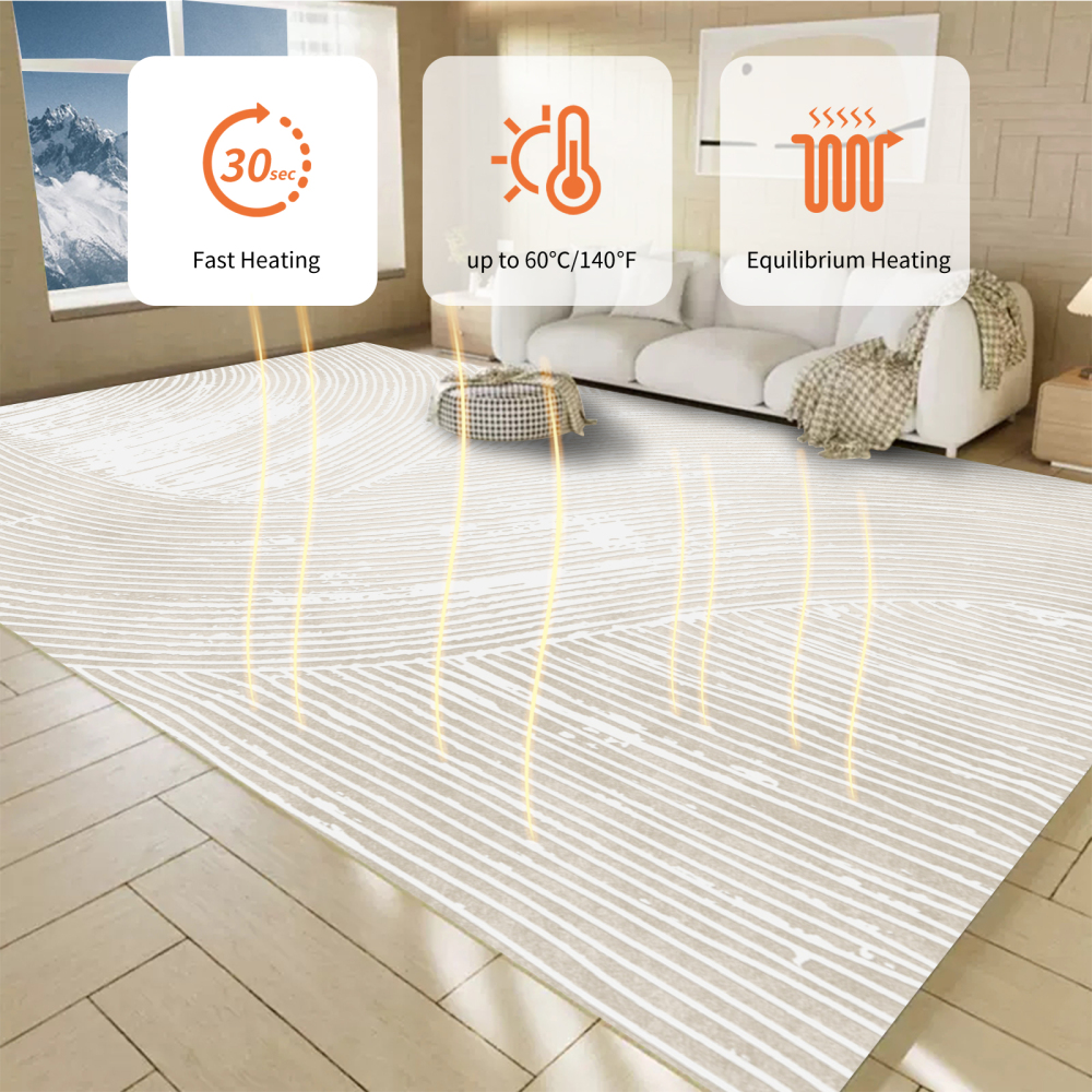 NujorWarm Graphene Electric Heating Rug, Warmer Area Rug Adjustable temperature Heater, Floor Heating Mat with Timer Living Room BedRoom Dining Room 120V 1700W QY 160*240cm 5.2*7.9Ft