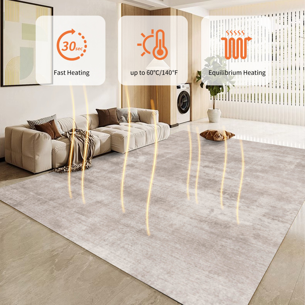 NujorWarm Graphene Electric Heated Carpet,Heater Warmer Area Rug Floor Heating Mat with Timer Living Room Bedroom Dining Room My 120V 1700W 160 * 230cm 5.2 * 7.5Ft