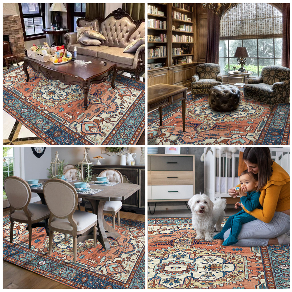 NujorWarm Graphene Electric Heating Rug,Heated Area Rug Floor Heating Mat Space Heater Foot Warmer  with Timer Living Room Bedroom Dining Room Maya 120V 1700W 160 * 230cm 5.2 * 7.5Ft