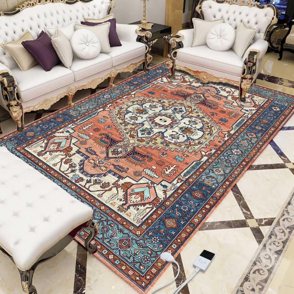 NujorWarm Graphene Electric Heating Rug,Heated Area Rug Floor Heating Mat Space Heater Foot Warmer  with Timer Living Room Bedroom Dining Room Maya 120V 1700W 160 * 230cm 5.2 * 7.5Ft