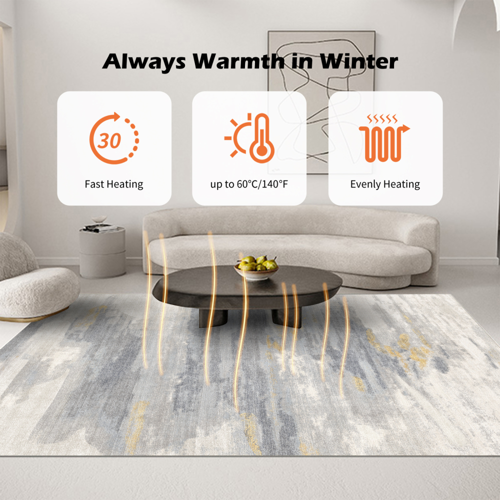 NujorWarm Graphene Electric Heated Carpet,Heater Warmer Area Rug Floor Heating Mat with Timer Living Room Bedroom Dining Room My 120V 1700W 160 * 230cm 5.2 * 7.5Ft