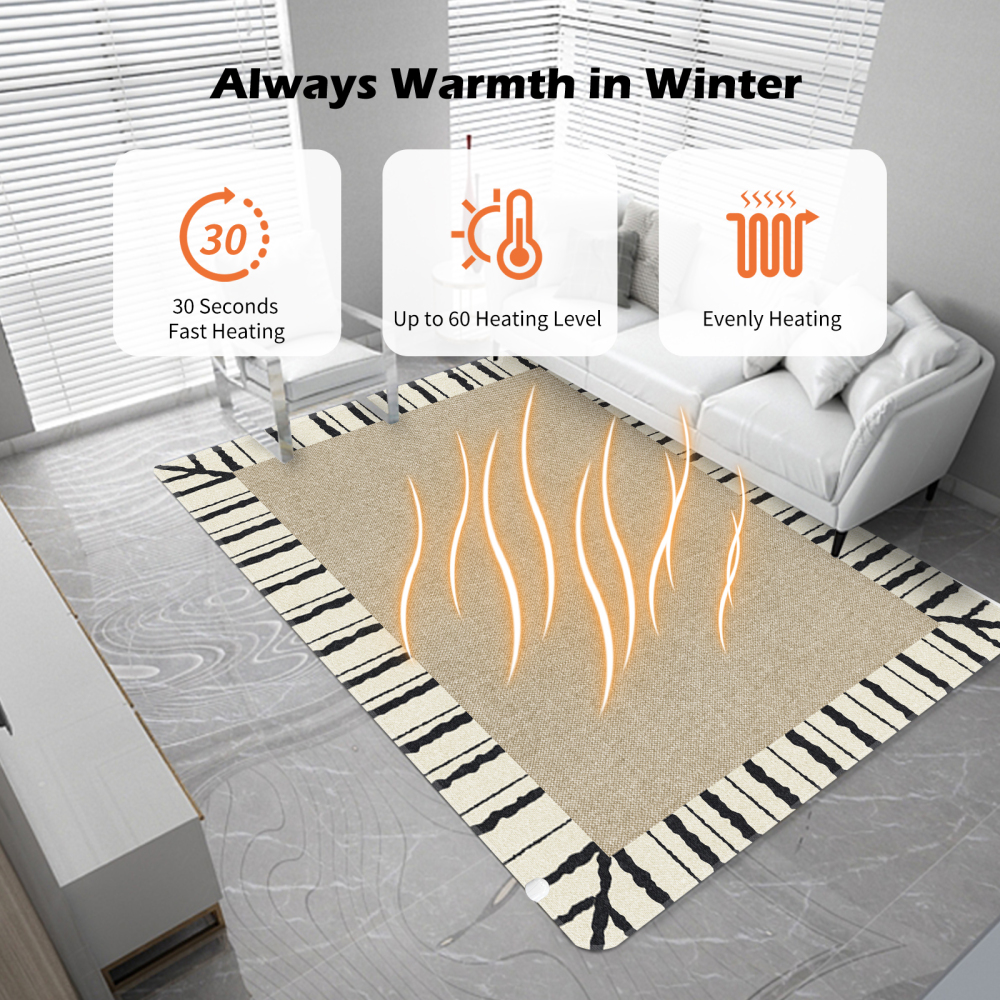 NujorWarm Graphene Electric Heating Rug,Heated Area Rug Floor Heating Mat Space Heater Foot Warmer  with Timer Living Room Bedroom Dining Room Yuanye 120V 220V 1500W 160x240cm