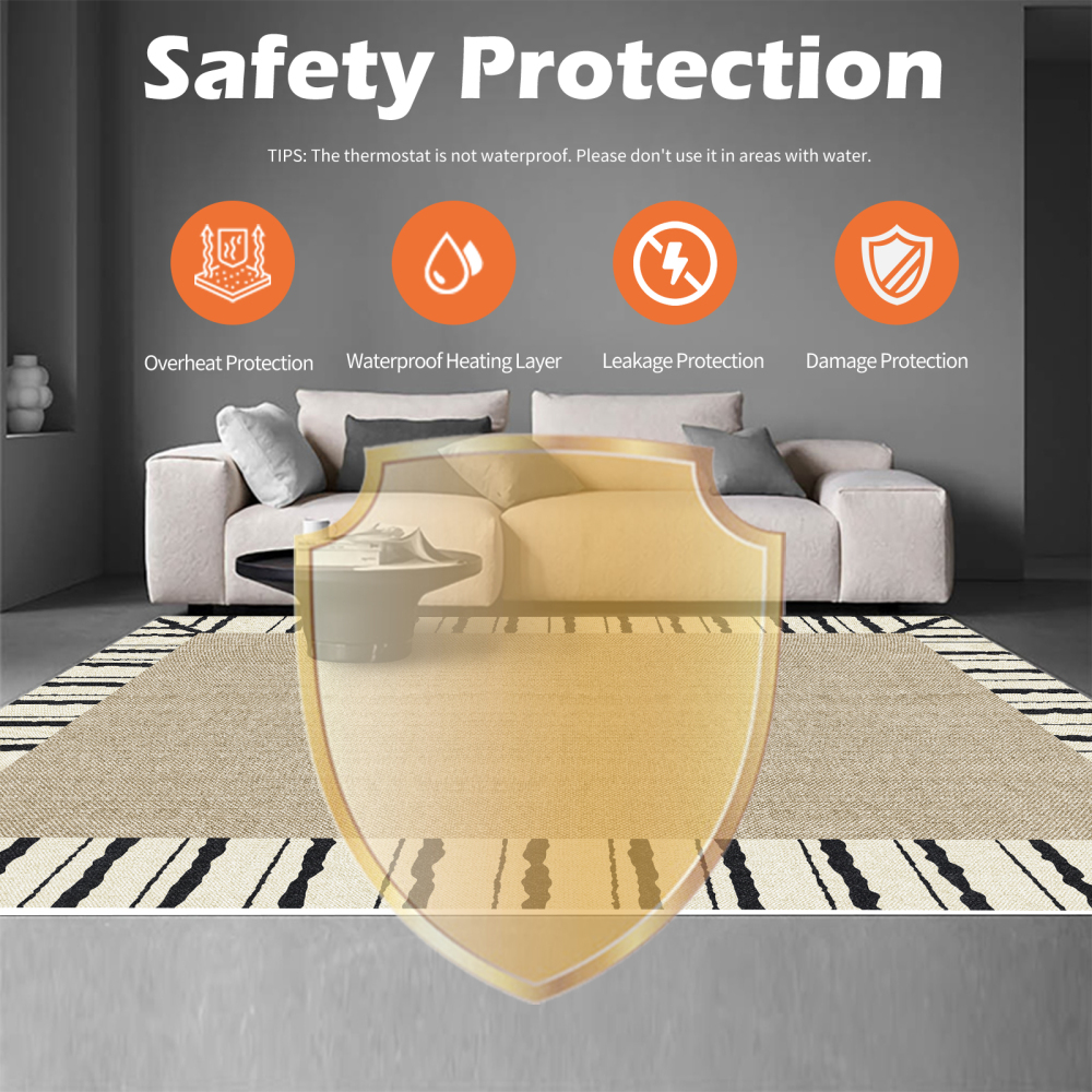 NujorWarm Graphene Electric Heating Rug,Heated Area Rug Floor Heating Mat Space Heater Foot Warmer  with Timer Living Room Bedroom Dining Room Yuanye 120V 220V 1500W 160x240cm