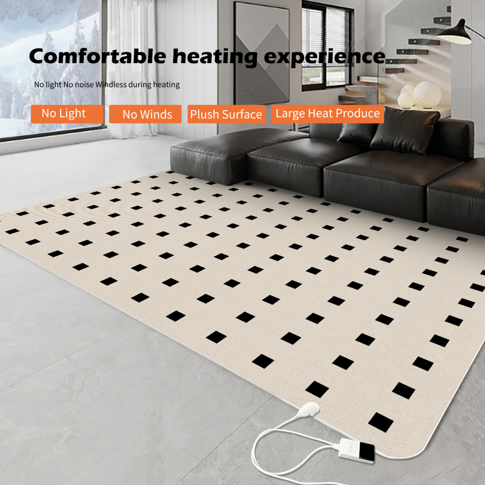 NujorWarm Graphene Electric Heating Rug,Heated Area Rug Floor Heating Mat Space Heater Foot Warmer  with Timer Living Room Bedroom Dining Room Bali 120V 220V 1500W 160x240cm