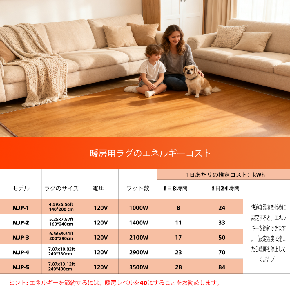 グラフェン電気マット 60段階温度調節 木目調PVC表面ホットカーペット タイマー付き 速暖 足元暖房 お手入れ簡単 家族のリビング・寝室・ヨガルームに最適 150×200cm SZMW