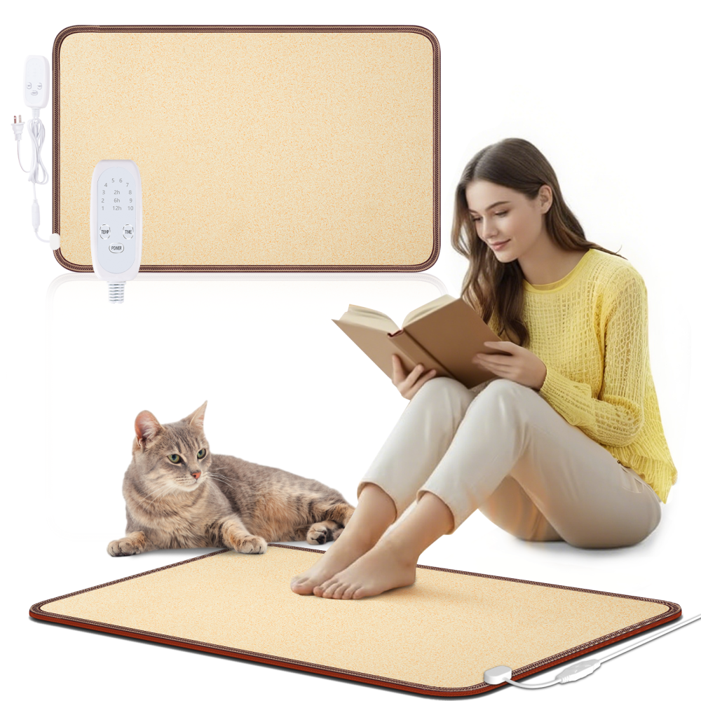 NujorWarm フットウォーマー 足温器 木目調PVCレザー表面 フットヒーター  電気マット 電気ホットマット 10段階温度調節、最高60℃、3段階タイミングオフ、 オフィス、学習室、ゲーム室 速暖、洗いやすく、防水、異臭がなく、過熱保護 DQMW