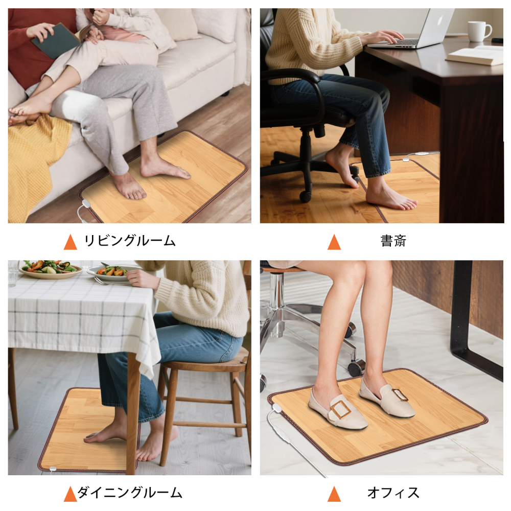 NujorWarm フットウォーマー 47*36cm 足温器 木目調PVCレザー表面 フットヒーター  電気マット 電気ホットマット 10段階温度調節、最高60℃、3段階タイミングオフ、 オフィス、学習室、ゲーム室 速暖、洗いやすく、防水、異臭がなく、過熱保護 DQMW