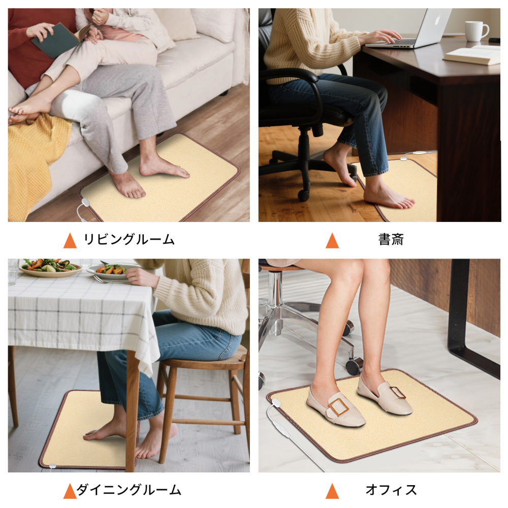 NujorWarm フットウォーマー 足温器 木目調PVCレザー表面 フットヒーター  電気マット 電気ホットマット 10段階温度調節、最高60℃、3段階タイミングオフ、 オフィス、学習室、ゲーム室 速暖、洗いやすく、防水、異臭がなく、過熱保護 DQMW