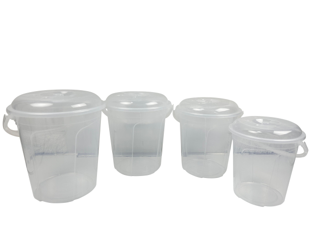 CUBETA TRANSPARENTE CON TAPA 20L