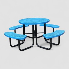 Round Blue Thermoplastic Picnic Table - 46" Outdoor - yalau