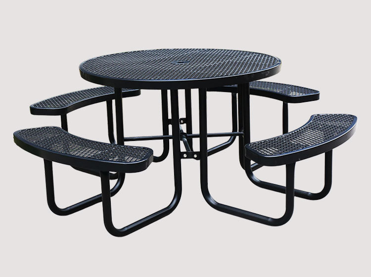 Round Commercial Picnic Table - 46 Inch All-Weather Steel Design