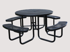 Round Commercial Picnic Table - 46 Inch All-Weather Steel Design