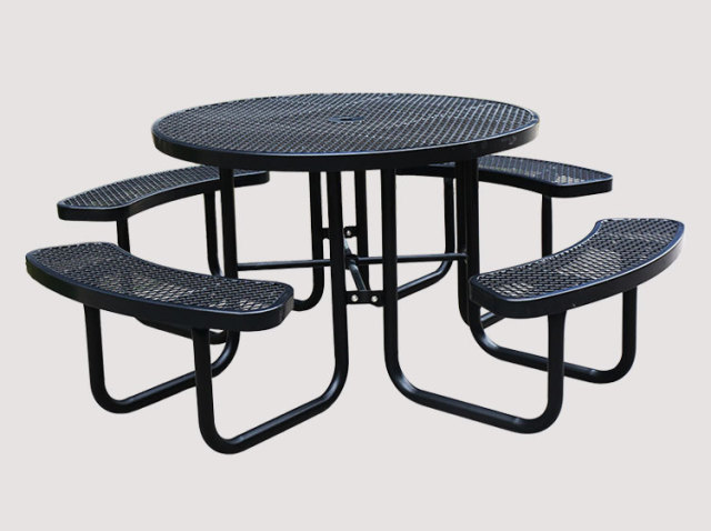 Round Commercial Picnic Table - 46 Inch All-Weather Steel Design