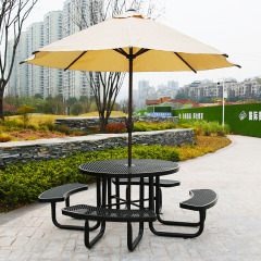 Round Commercial Picnic Table - 46 Inch All-Weather Steel Design