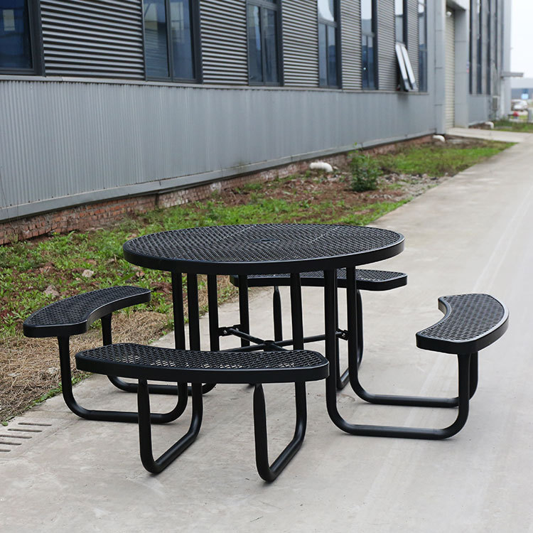 Round Commercial Picnic Table - 46 Inch All-Weather Steel Design