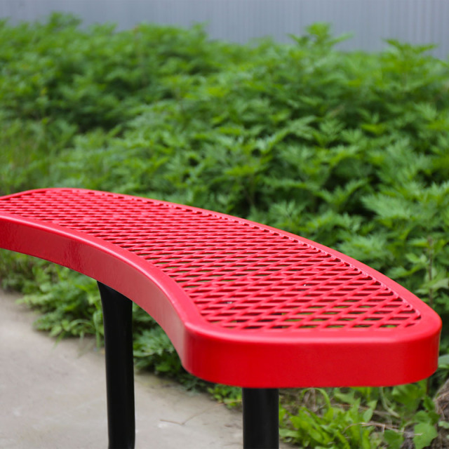 46-Inch Red School Picnic Table Metal Mesh Outdoor Seating Durable