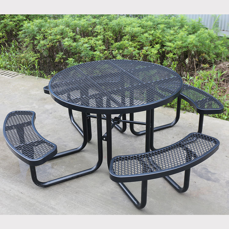 Round Commercial Picnic Table - 46 Inch All-Weather Steel Design