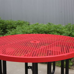 46-Inch Red School Picnic Table Metal Mesh Outdoor Seating Durable