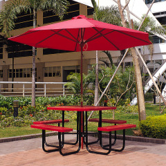 46-Inch Red Heavy-Duty Square Picnic Table Outdoor Durable Seating