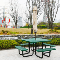 Heavy-Duty Green Square Picnic Table - 46" Commercial - yalau