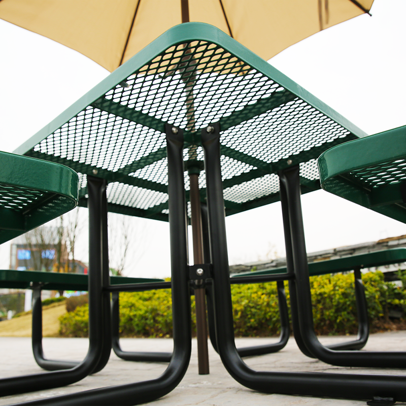 Heavy-Duty Green Square Picnic Table - 46" Commercial - yalau