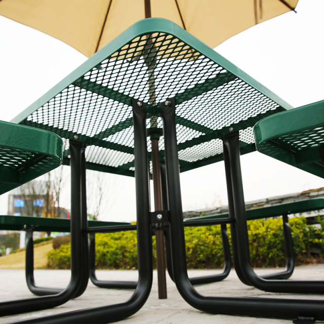Heavy-Duty Green Square Picnic Table - 46" Commercial - yalau