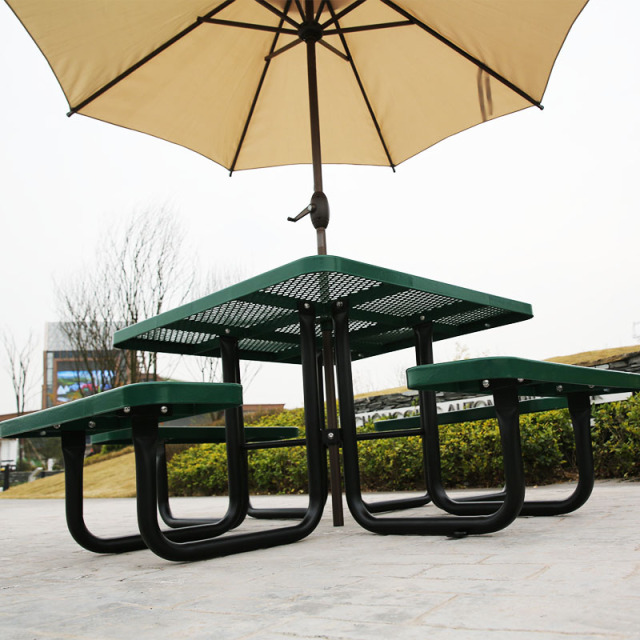 Heavy-Duty Green Square Picnic Table - 46" Commercial - yalau