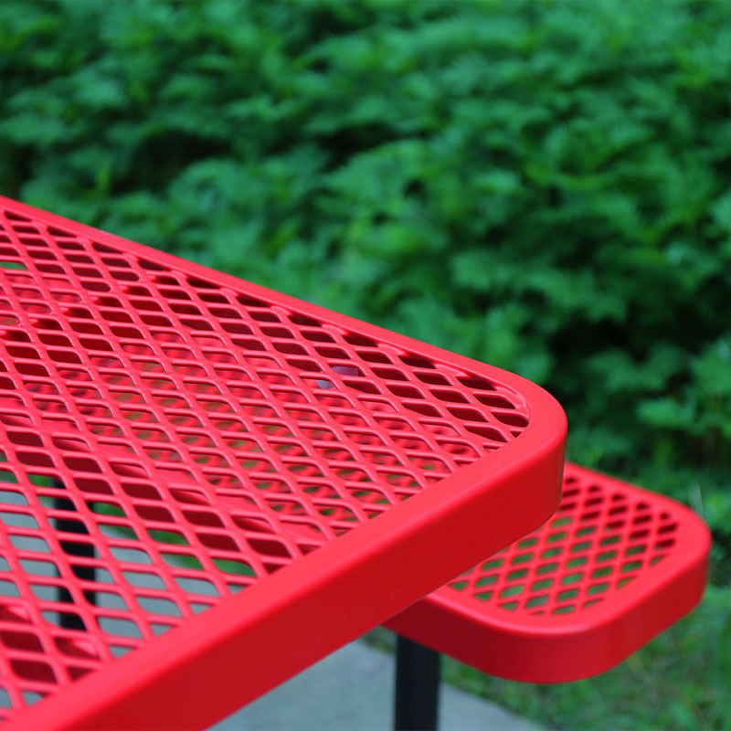 46-Inch Red Heavy-Duty Square Picnic Table Outdoor Durable Seating