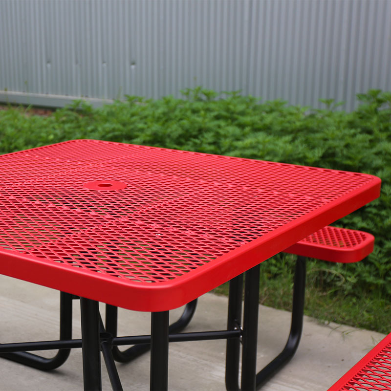 46-Inch Red Heavy-Duty Square Picnic Table Outdoor Durable Seating