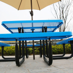 46-Inch Blue Square Picnic Table with Thermoplastic Coating - Arlau